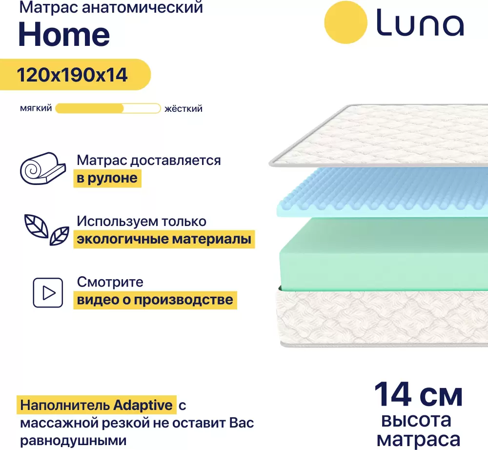 Матрас Luna Home 120x190 фото-7 Матрас Luna Home 120x190 фото-7